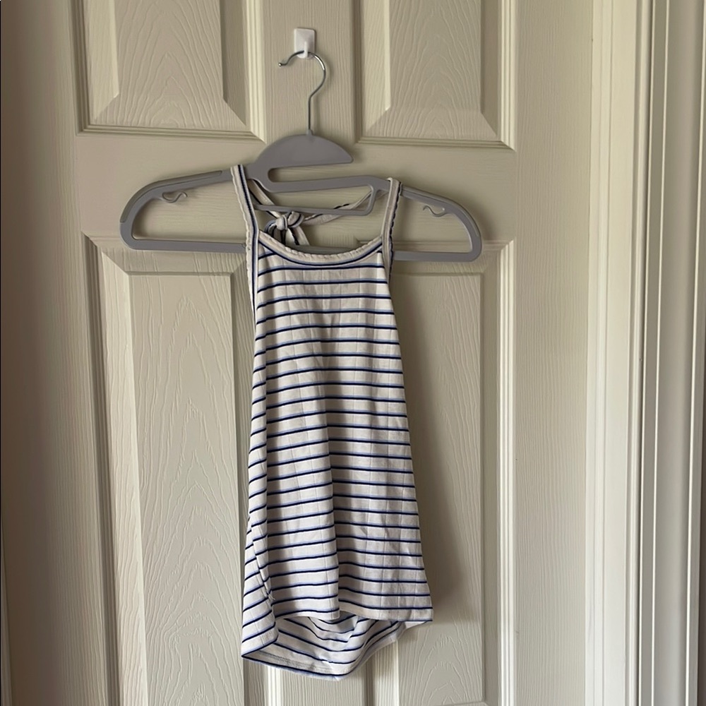 American Eagle Outfitters Blue and White Tank Top Relaxed Fit